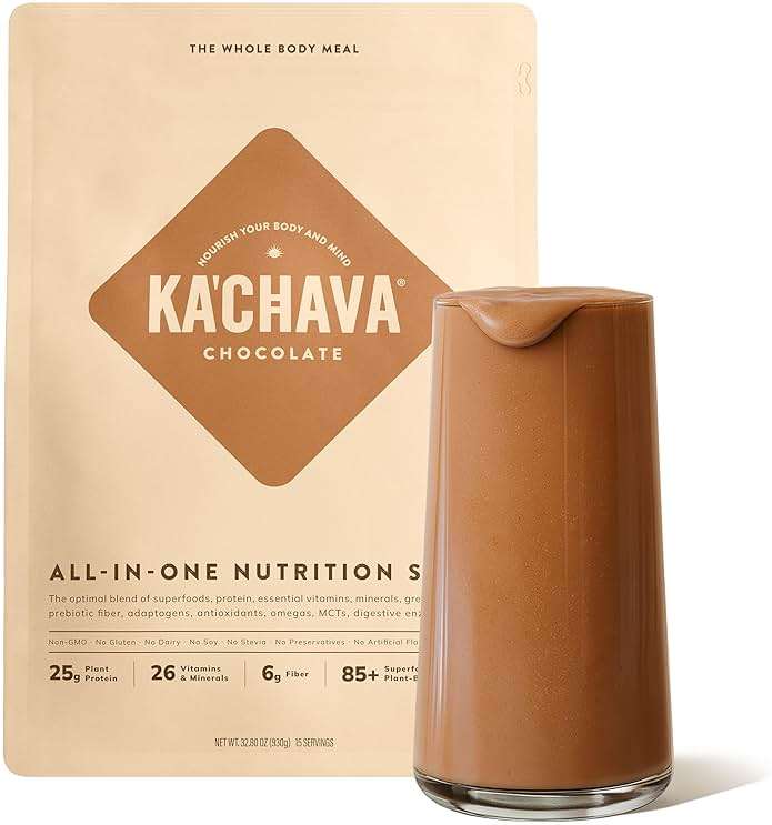 Ka’Chava Whole Body Meal Shake Chocolate 2 lb – Vegan Protein Powder with 85+ Superfoods & Greens – Plant-Based Meal Replacement with Probiotics & Digestive Enzymes – Gluten & Dairy Free (15 Servings) - Image 1