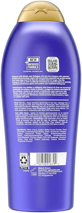 OGX Thick & Full + Biotin & Collagen Volumizing Shampoo, Nutrient-Infused Hair Shampoo with Vitamin B7 Biotin Gives Hair Volume & Body for 72+ Hours, Sulfate-Free Surfactants, 25.4 fl. oz - Image 8