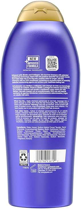 OGX Thick & Full + Biotin & Collagen Volumizing Shampoo, Nutrient-Infused Hair Shampoo with Vitamin B7 Biotin Gives Hair Volume & Body for 72+ Hours, Sulfate-Free Surfactants, 25.4 fl. oz - Image 9