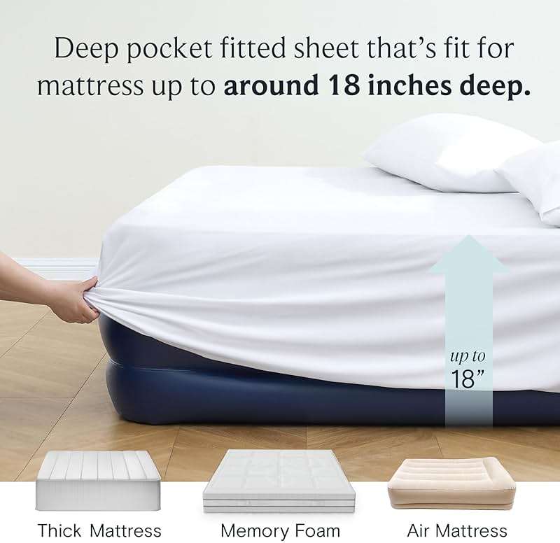 LuxClub Queen Sheet Set, Bed Sheets Queen Size 4PC, Deep Pocket Cooling Bed Sheets, Soft Hotel Luxury Bedding for Mattress Wrinkle Free, Silky Fitted Sheet & Pillowcase Sets, White - Image 6
