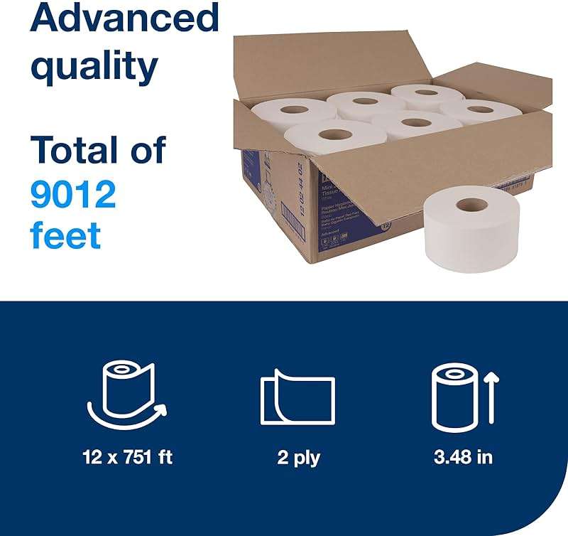 Tork Mini Jumbo Toilet Paper Roll White T2, Advanced, 2-Ply, 12 x 751', 12024402 - Image 2