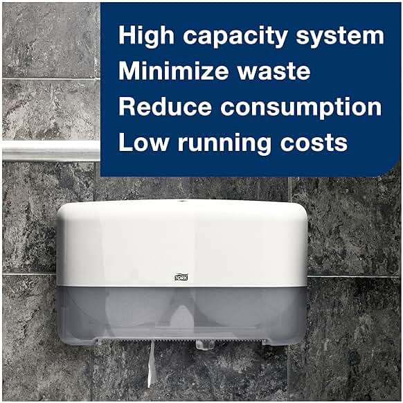 Tork Mini Jumbo Toilet Paper Roll White T2, Advanced, 2-Ply, 12 x 751', 12024402 - Image 4