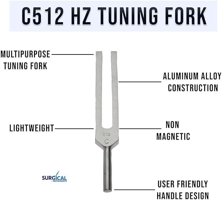 SURGICAL ONLINE Medical-Grade C512 Hz Tuning Fork - Fixed Weights, Non-Magnetic, Lightweight, Portable, Corrosion Resistant, Extra Long Handle - Image 4