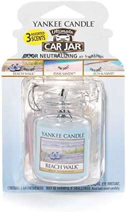 Yankee Candle Hanging Car Jar Ultimate 3-Pack Air Fresheners Neutralizes Odors Up to 30 Days Includes: Beach Walk Pink Sands and Sun and Sand (Pack of 3) - Image 3