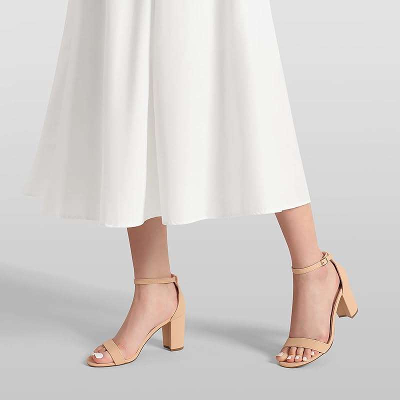 DREAM PAIRS Women's Chunky Block Heel Sandals, Open Toe Ankle Strap Dress Shoes, Comfortable Wedding Guest Heels for Party, Prom and Formal Events - Image 4