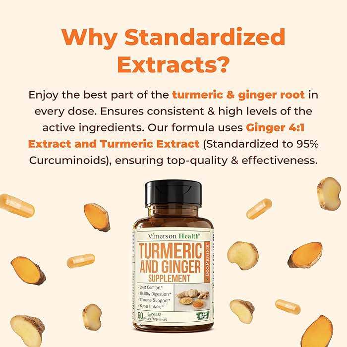Turmeric and Ginger Supplement with Organic Tumeric for Daily Joint Support, Digestive & Immune Health – with Ginger & Black Pepper Extract (BioPerine) for Enhanced Absorption – Non-GMO – 60 Capsules - Image 7