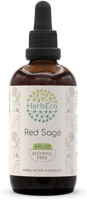 HerbEra Red Sage B120 Alcohol-Free Herbal Extract Tincture, Concentrated Liquid Drops Natural Red Sage (Salvia Miltiorrhiza) 4 fl oz - Image 1