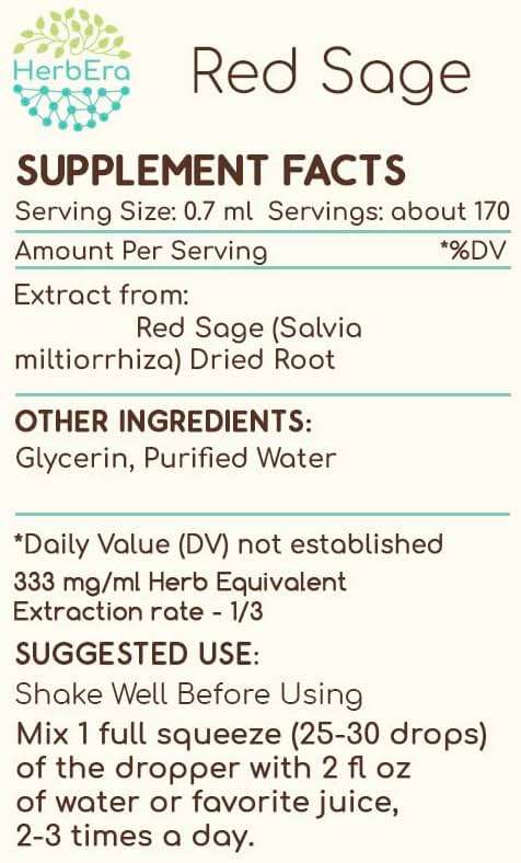 HerbEra Red Sage B120 Alcohol-Free Herbal Extract Tincture, Concentrated Liquid Drops Natural Red Sage (Salvia Miltiorrhiza) 4 fl oz - Image 4