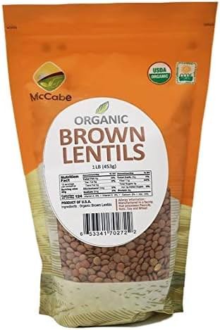 McCabe Organic Brown Lentils - Bulk Lentils Rich in Fiber & Minerals | USDA and CCOF Certified | Product of USA | 1Lbs - Product Image