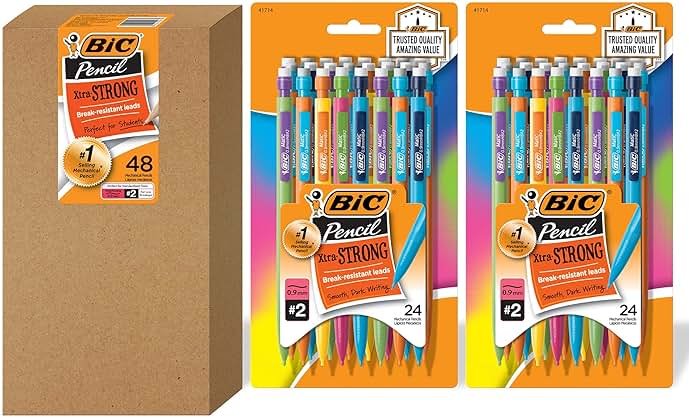 BIC Xtra-Strong Mechanical Pencil, Colorful Barrel, Thick Point (0.9mm), 48-Count - Product Image