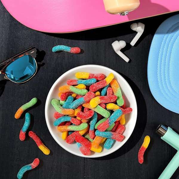Trolli Sour Brite Crawlers, Candy, Cherry-Lemon, Strawberry-Grape & Orange-Lime, Sweet and Sour, Gummy Worms, 7.2 oz - Image 7