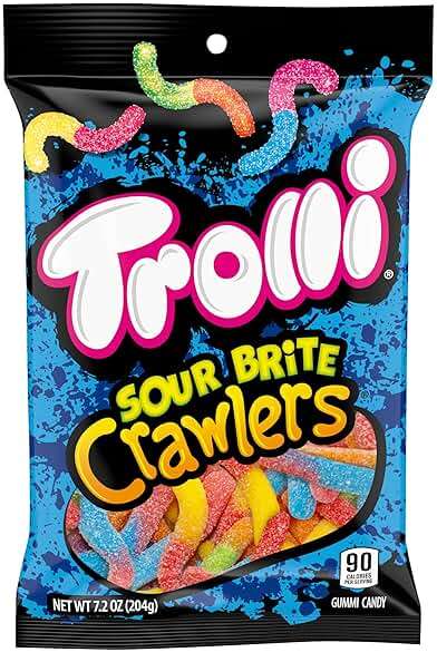Trolli Sour Brite Crawlers, Candy, Cherry-Lemon, Strawberry-Grape & Orange-Lime, Sweet and Sour, Gummy Worms, 7.2 oz - Image 10