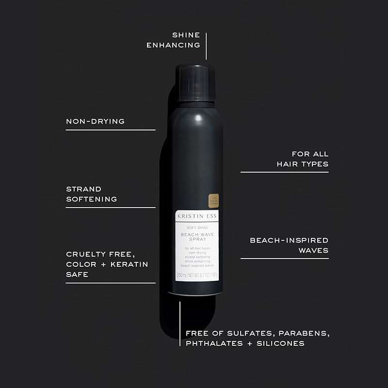 Kristin Ess Hair Soft Shine Beach Wave Hair Spray for Soft Texture + Shine, Non-Drying, Wavy Hair Styling Product, 6.7 oz - Image 4