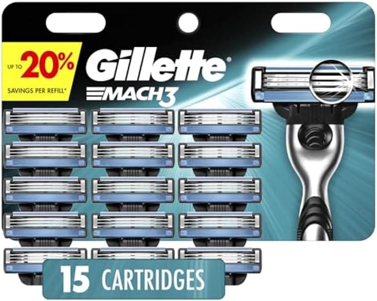 Gillette Mach3 Razor Blades for Men, 3-Blade Razor Refills, 15 Count - Product Image
