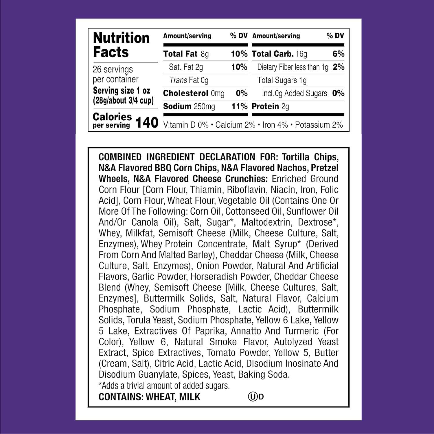 Utz Party Mix - Tasty Snack Mix Includes Corn Tortillas, Nacho Tortillas, Pretzels, BBQ Corn Chips and Cheese Curls, Cholesterol Free and Trans-Fat Free, 1.62 Pound (Pack of 1) - Image 2