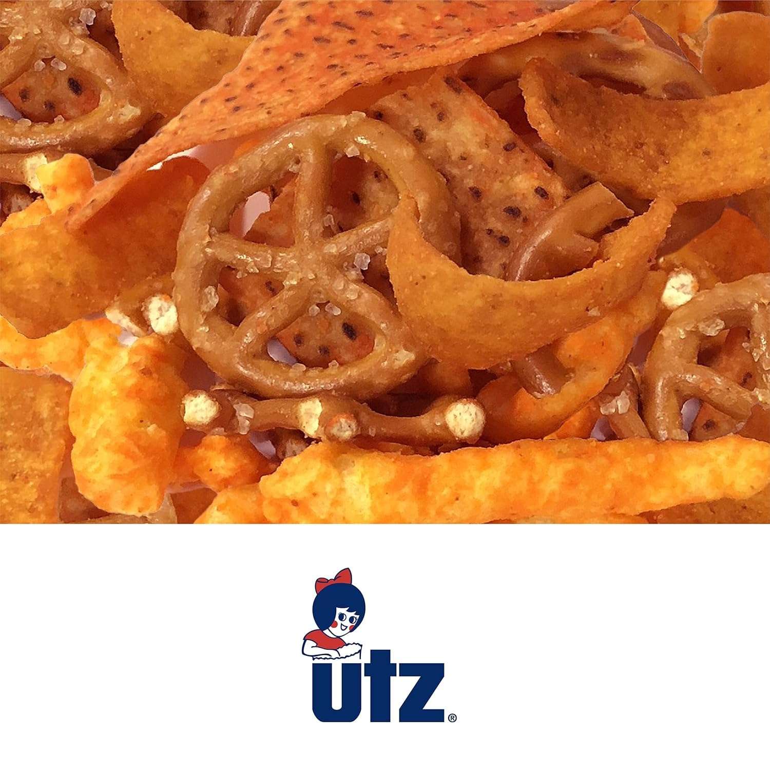 Utz Party Mix - Tasty Snack Mix Includes Corn Tortillas, Nacho Tortillas, Pretzels, BBQ Corn Chips and Cheese Curls, Cholesterol Free and Trans-Fat Free, 1.62 Pound (Pack of 1) - Image 9