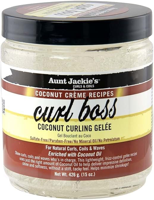 Aunt Jackie's Coconut Crème Recipes Curl Boss Coconut Curling Hair Gel for Natural Curls, Coils and Waves, 15 oz - Product Image