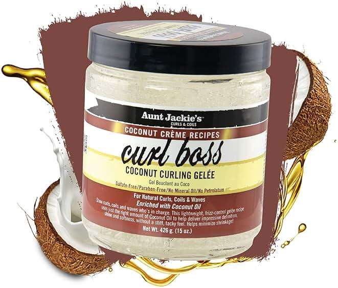 Aunt Jackie's Coconut Crème Recipes Curl Boss Coconut Curling Hair Gel for Natural Curls, Coils and Waves, 15 oz - Image 2