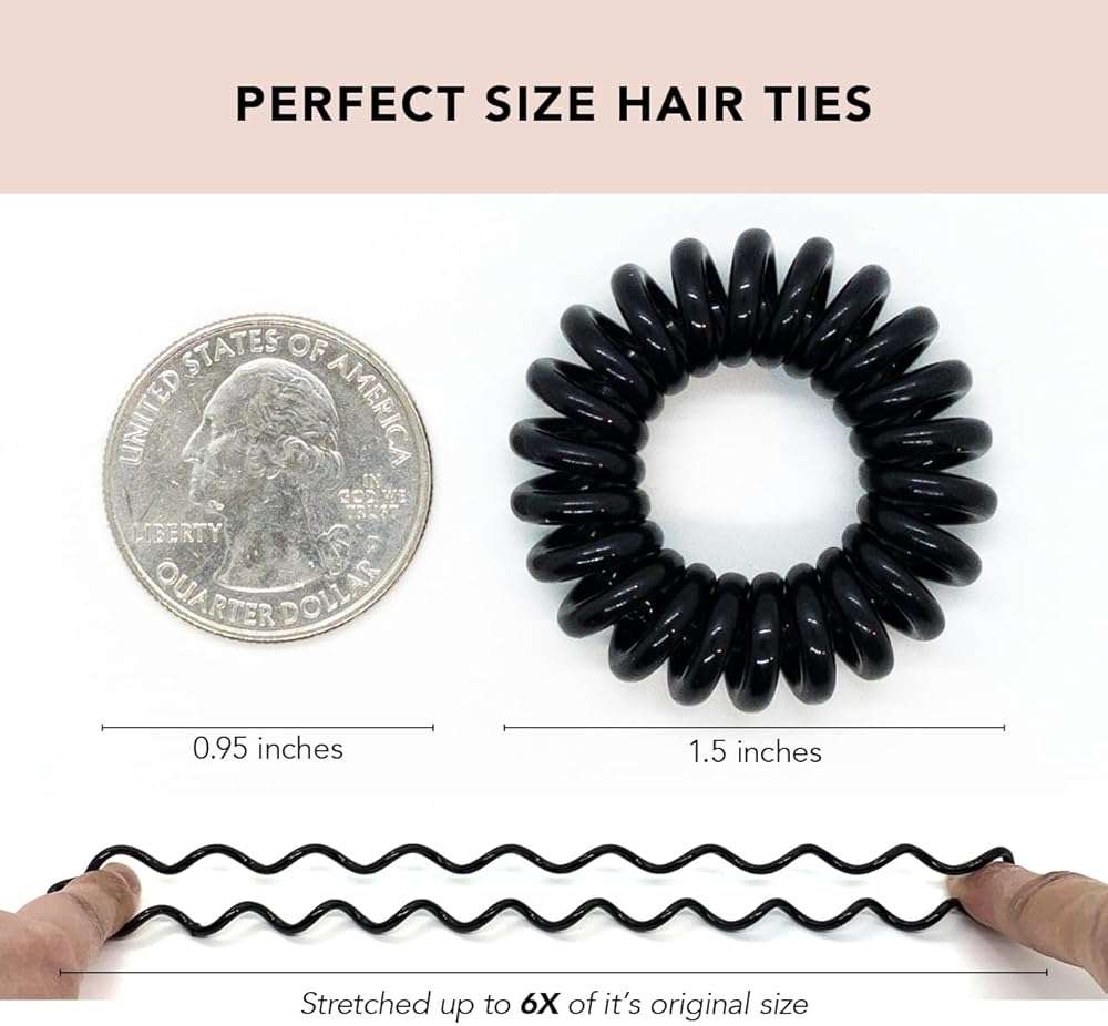 Kitsch Spiral Hair Ties for Women – Coiled Plastic Hair Ties No Damage, Ponytail Holders for Thick and Thin Hair – Creaseless and Dent-Free, Phone Cord Style | Ideal Gifts for Women - Brunette, 4 Pcs - Image 2