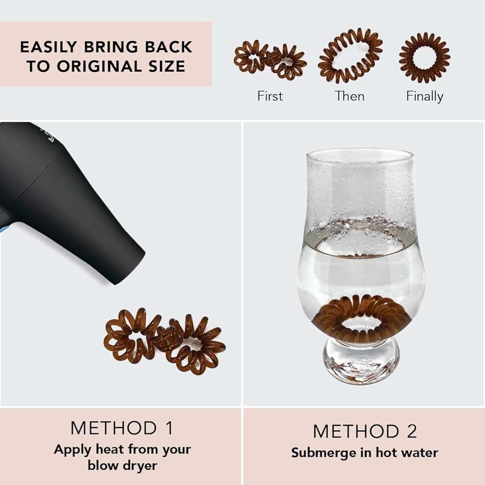 Kitsch Spiral Hair Ties for Women – Coiled Plastic Hair Ties No Damage, Ponytail Holders for Thick and Thin Hair – Creaseless and Dent-Free, Phone Cord Style | Ideal Gifts for Women - Brunette, 4 Pcs - Image 4