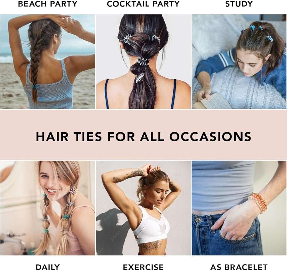 Kitsch Spiral Hair Ties for Women – Coiled Plastic Hair Ties No Damage, Ponytail Holders for Thick and Thin Hair – Creaseless and Dent-Free, Phone Cord Style | Ideal Gifts for Women - Brunette, 4 Pcs - Image 6