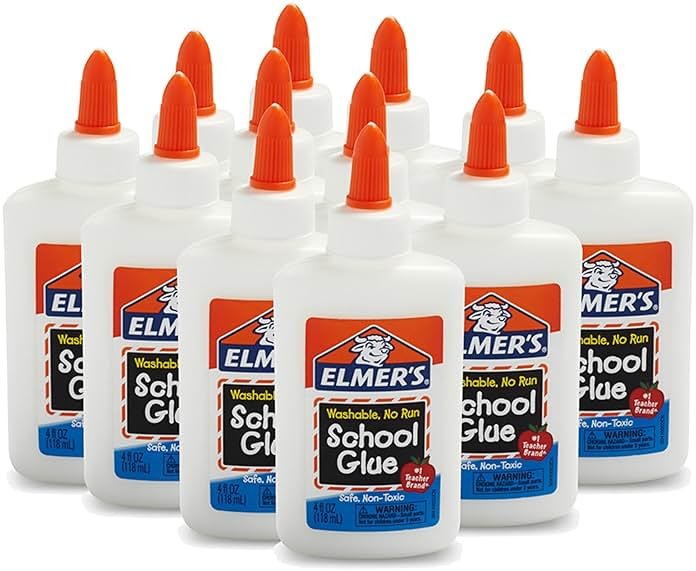 Elmer's Liquid School Glue, Slime & Craft, Safe and Non-Toxic, Washable, White, 4 Ounces Each, 12 Count - For Classroom, Home, Office, Teacher Supplies, #1 Teacher Brand - Product Image