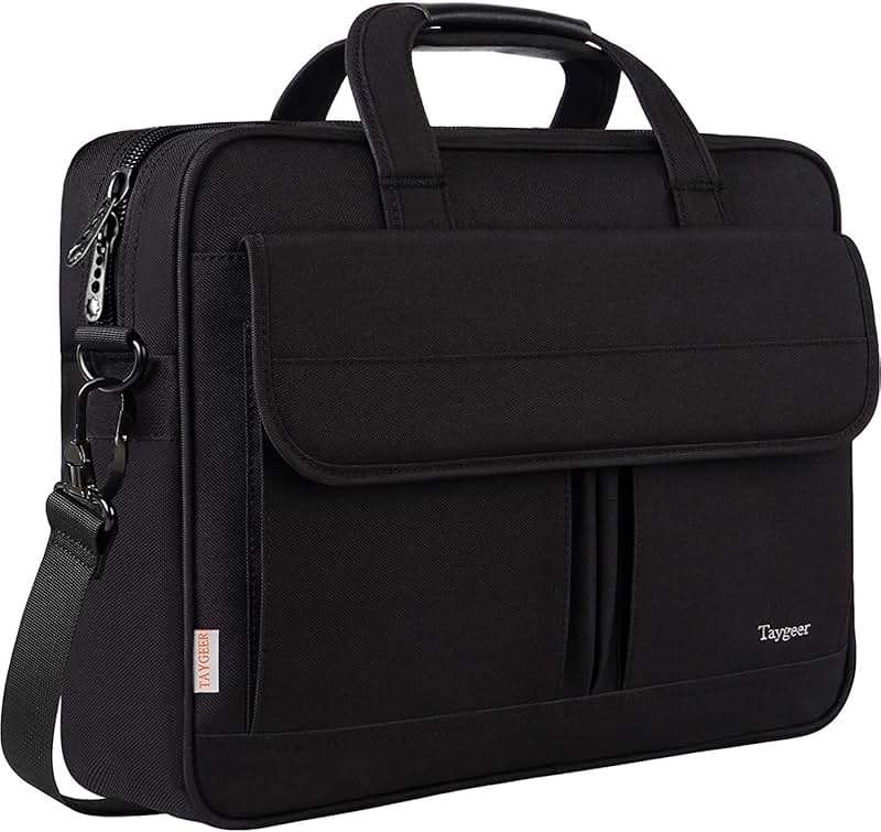 Taygeer Laptop Bag 15.6 Inch, Business Briefcase Gifts for Men Women, Water Resistant Messenger Shoulder Bag with Strap, Premium Office Bag, Carry On Laptop Case for Notebook/Computer/Laptop, Black - Image 1