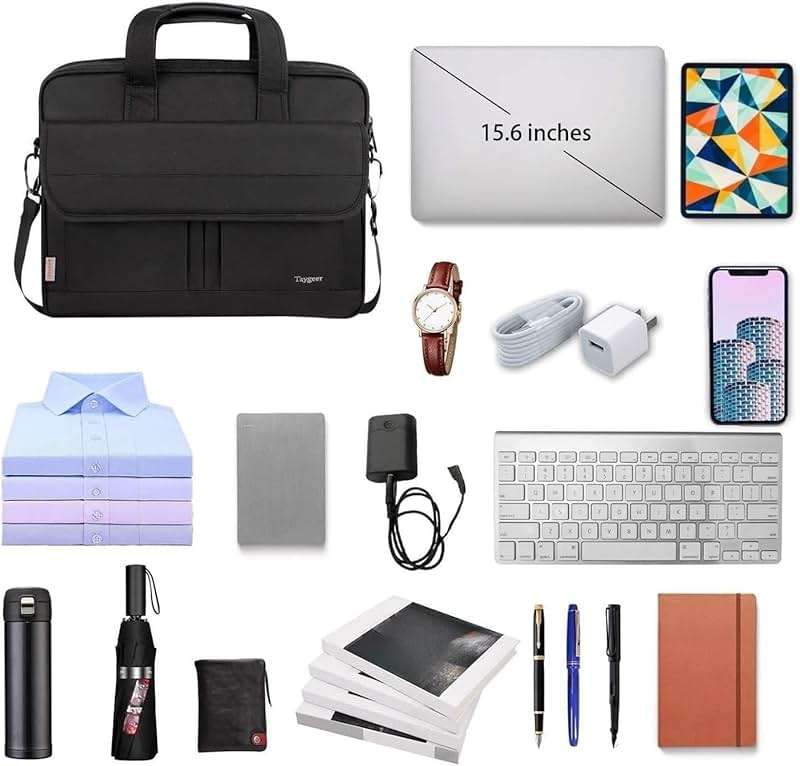 Taygeer Laptop Bag 15.6 Inch, Business Briefcase Gifts for Men Women, Water Resistant Messenger Shoulder Bag with Strap, Premium Office Bag, Carry On Laptop Case for Notebook/Computer/Laptop, Black - Image 6