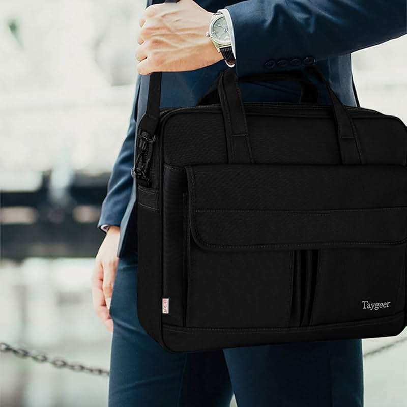 Taygeer Laptop Bag 15.6 Inch, Business Briefcase Gifts for Men Women, Water Resistant Messenger Shoulder Bag with Strap, Premium Office Bag, Carry On Laptop Case for Notebook/Computer/Laptop, Black - Image 7