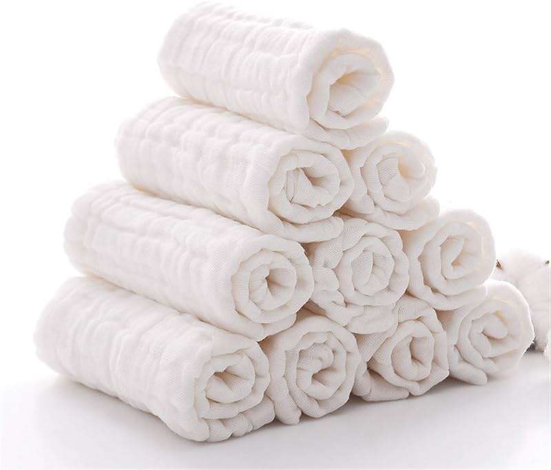 Baby Muslin Washcloths- Natural Cotton Wipes - Soft Newborn Face Towel for Sensitive Skin- Registry as Shower, 10 Pack 12x12 inches by MUKIN (White) - Image 8