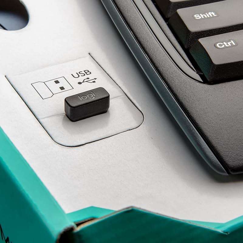 Logitech MK335 Quiet Wireless Keyboard and Mouse Combo - Black/Silver Keyboard and Mouse Combo Wireless, Ambidextrous - Image 7