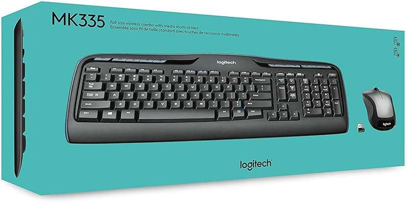 Logitech MK335 Quiet Wireless Keyboard and Mouse Combo - Black/Silver Keyboard and Mouse Combo Wireless, Ambidextrous - Image 8