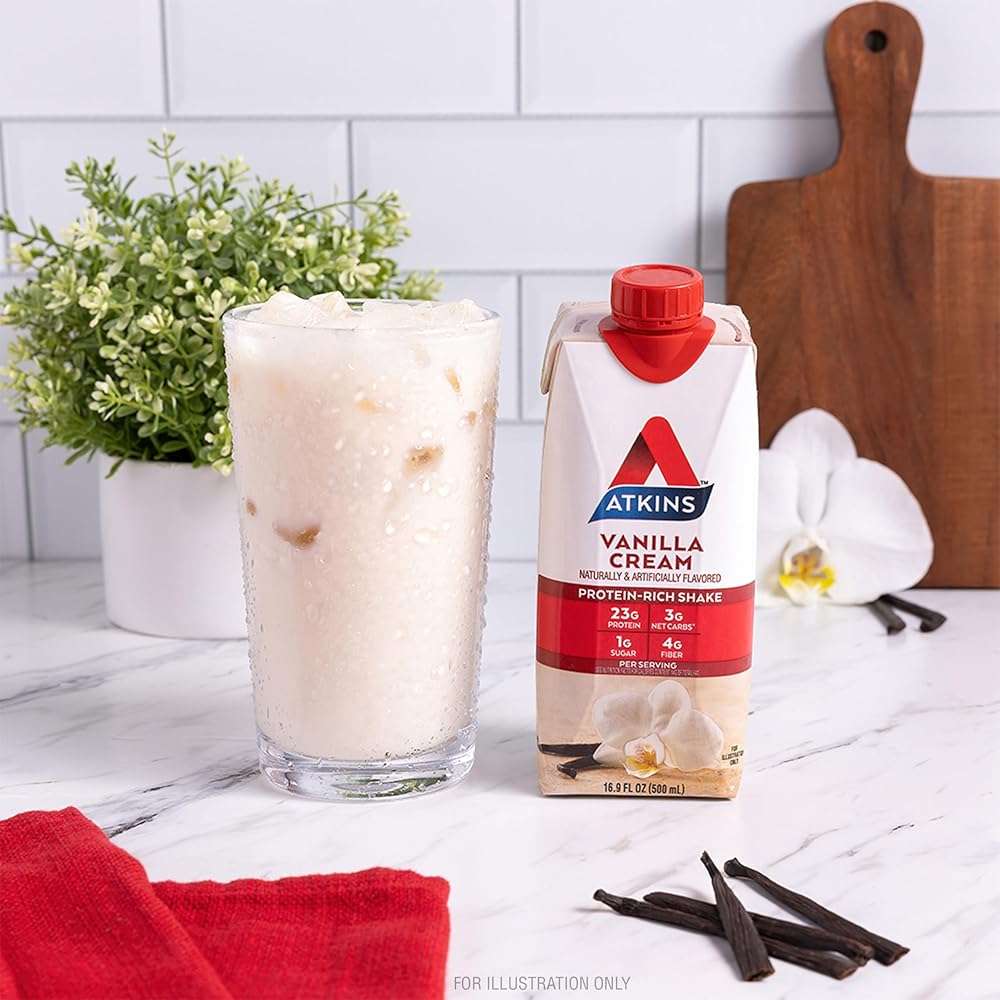 Atkins Vanilla Cream Meal Size Protein Shake, 23g Protein, Low Glycemic, 3g Carb, 1g Sugar, Keto Friendly - Image 4