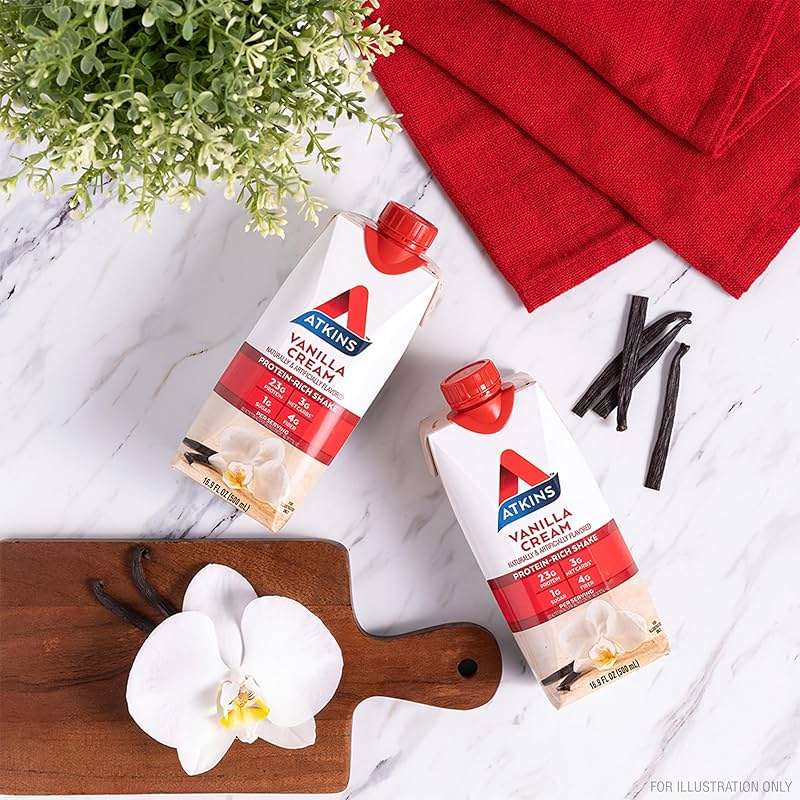 Atkins Vanilla Cream Meal Size Protein Shake, 23g Protein, Low Glycemic, 3g Carb, 1g Sugar, Keto Friendly - Image 5