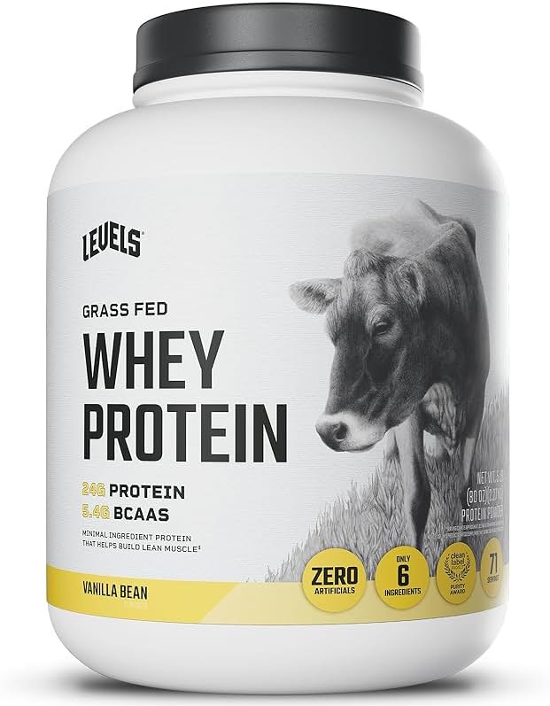 Levels Grass Fed Whey Protein Powder, No Artificials, 24G of Protein, Vanilla Bean, 5LB - Product Image