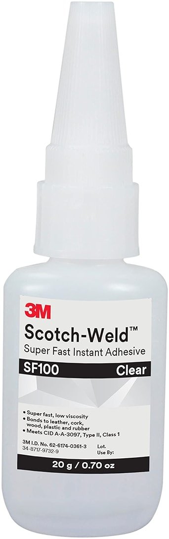 3M Scotch-Weld Super Fast Instant Adhesive SF100, Clear, 20 Gram, 1 Bottle - Fast Handling Time and Cure on Difficult-to-Bond Substrates - Product Image