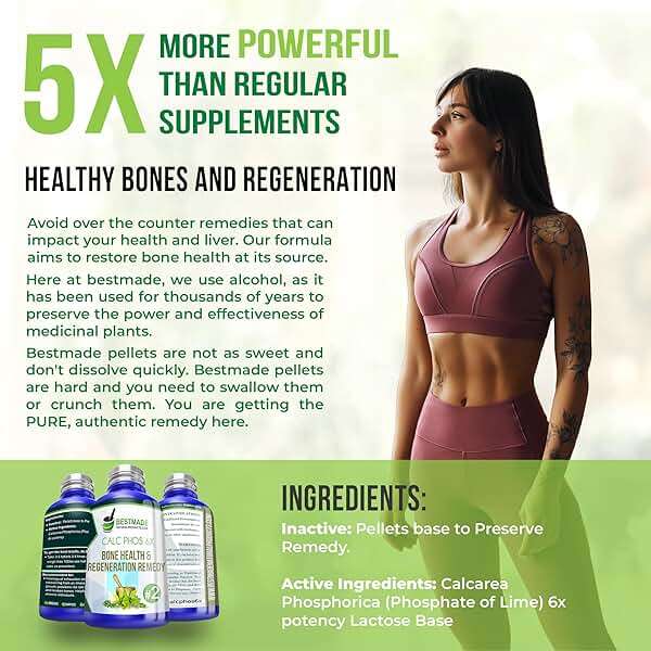 Bestmade Natural Products Calc Phos 6X, Homeopathic Cell Salt Remedy for Bone Health & Regeneration - Helps with Growth Problems, Broken Bones, Calcium Deficiency & Coldness, 350 Pellets - Image 5