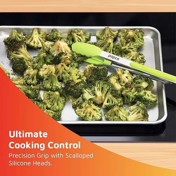 Popco 3 Piece Kitchen Tongs Set 7, 9, 12 Inch - Stainless Steel Nonstick Tongs with Silicone Tips - Heat Resistant and Dishwasher Safe for Cooking, Grilling, Salad, and Everyday Serving - Image 2