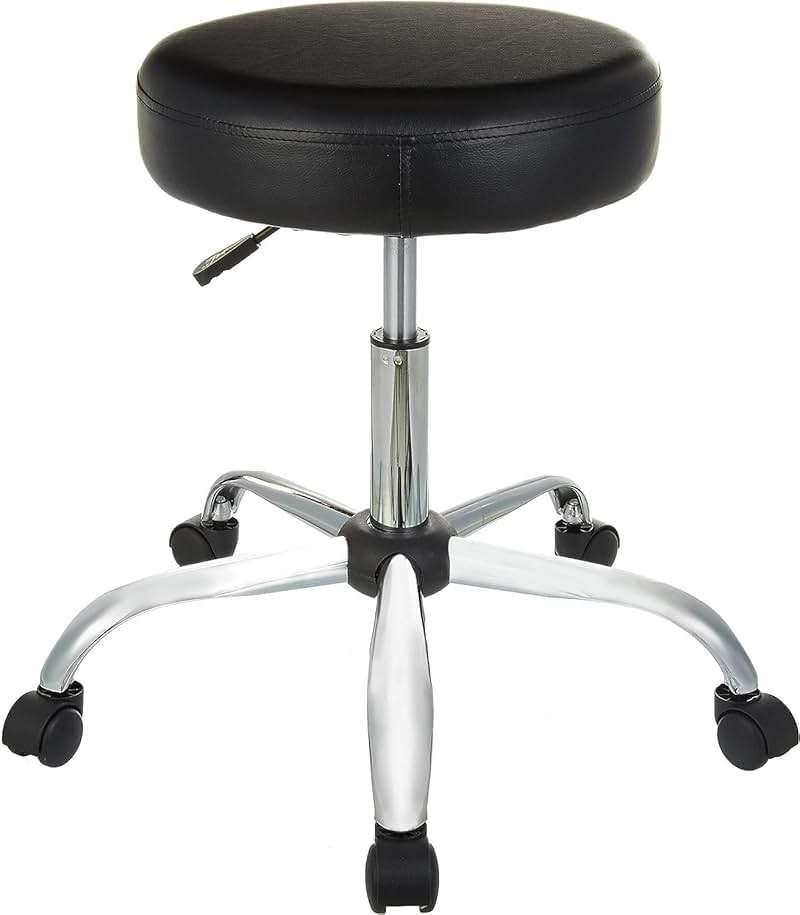 Amazon Basics Drafting Spa Bar Stool with Wheels, Height Adjustable Swivel, Black, 22.05" D x 22.83" W x 19.88" H - Image 1