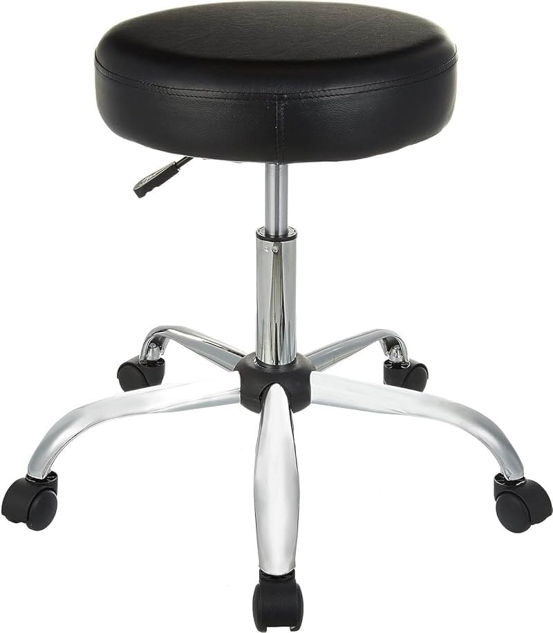 Amazon Basics Drafting Spa Bar Stool with Wheels, Height Adjustable Swivel, Black, 22.05" D x 22.83" W x 19.88" H - Product Image