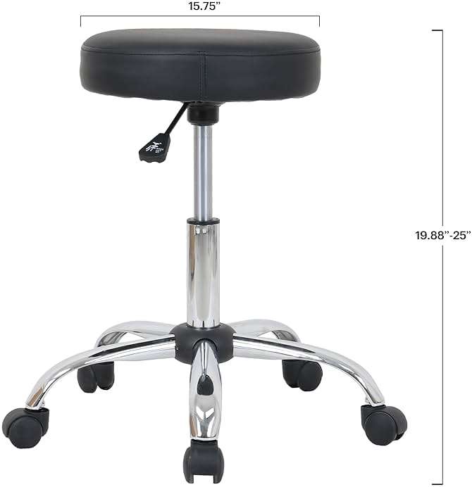 Amazon Basics Drafting Spa Bar Stool with Wheels, Height Adjustable Swivel, Black, 22.05" D x 22.83" W x 19.88" H - Image 3
