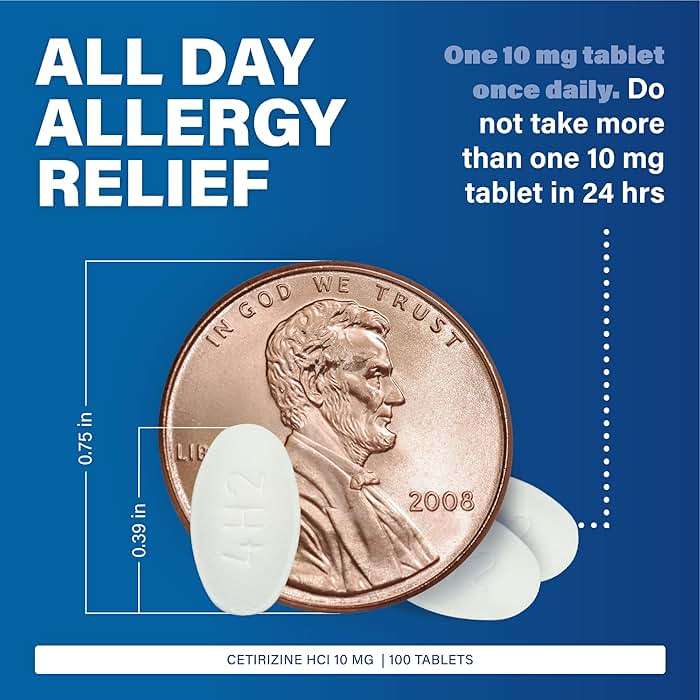 MAJOR Cetirizine Hydrochloride Tablets - 24 Hour Indoor and Outdoor Allergy Relief for Sneezing, Watery Eyes, Itchy Throat or Nose - 10mg - 100 Count (1 Pack) - Image 2