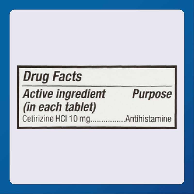 MAJOR Cetirizine Hydrochloride Tablets - 24 Hour Indoor and Outdoor Allergy Relief for Sneezing, Watery Eyes, Itchy Throat or Nose - 10mg - 100 Count (1 Pack) - Image 4
