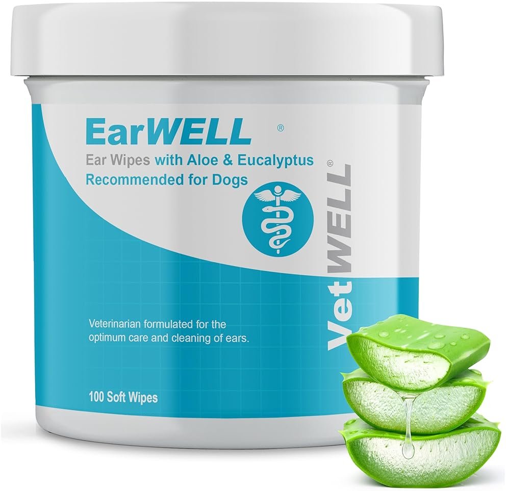 EarWELL by VetWELL Dog Ear Wipes - Otic Cleaning Wipes for Infections and Controlling Ear Odor in Pets - 100 Count - Product Image