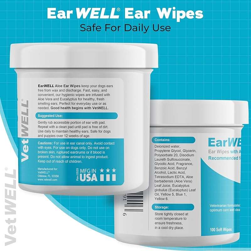EarWELL by VetWELL Dog Ear Wipes - Otic Cleaning Wipes for Infections and Controlling Ear Odor in Pets - 100 Count - Image 6
