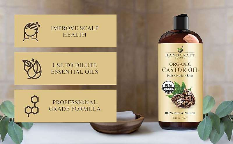 Handcraft Blends Organic Castor Oil - 16 Fl Oz - 100% Pure and Natural - Premium Grade Carrier Oil for Hair Growth, Eyelashes and Eyebrows - Hair and Body - Expeller-Pressed & Hexane-Free - Image 5