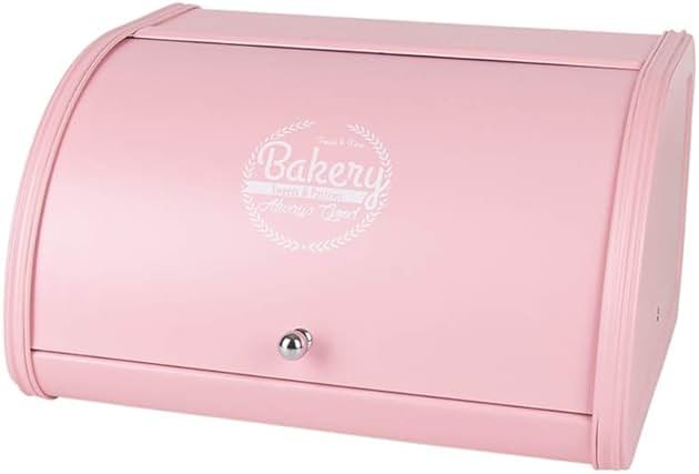 KL X458 Pink Bread Box Roll Top, Metal Bread Box for Kitchen Countertop, Large Capacity, Keeps Bakery Items Fresh Longer, Bread Bin for Kitchen Countertop, Breadbox to Store Cookies, Bagels, Muffins - Product Image