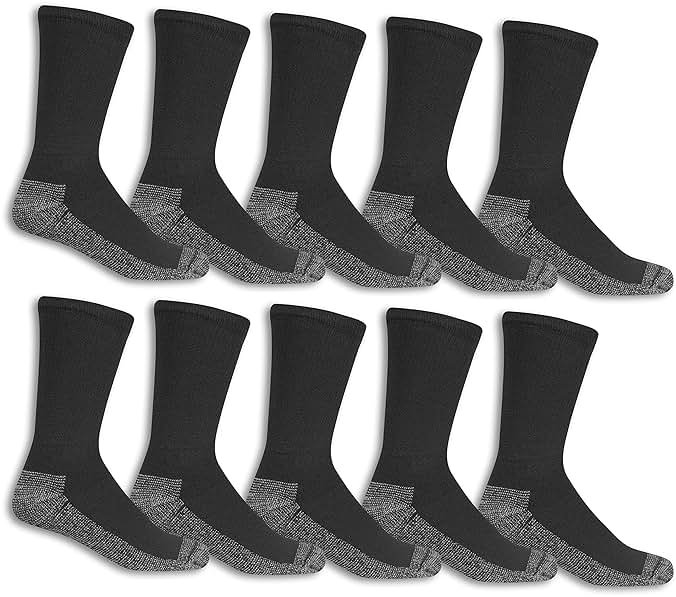 Fruit of the Loom Men’s Work Gear Cushioned Crew Socks 10 Pair - Product Image