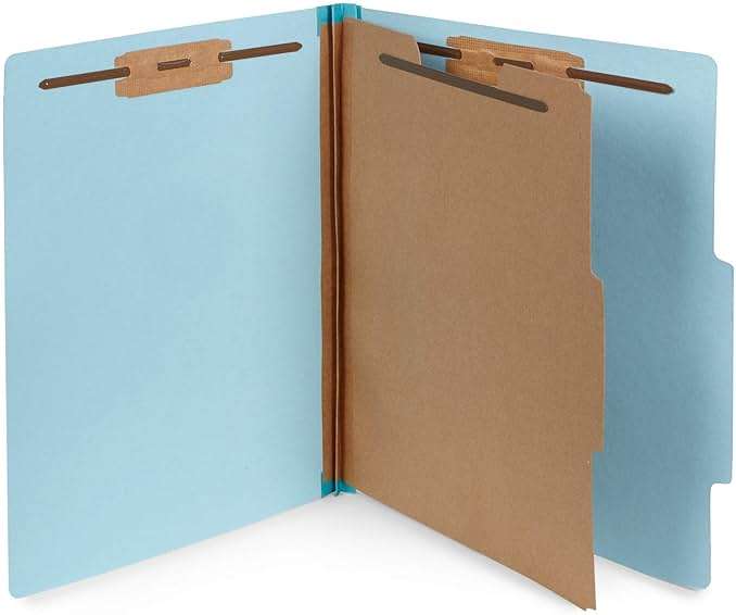 10 Blue Classification Folders - 1 Divider - 2 Inch Expansions - Durable 2 Prongs, for Medical Files, Law Client Files, Pressboard Classification Folders 1 Dividers Letter Size, Blue, 10 Pack - Image 1