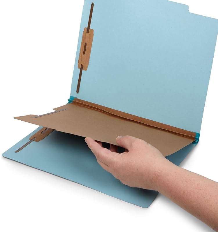10 Blue Classification Folders - 1 Divider - 2 Inch Expansions - Durable 2 Prongs, for Medical Files, Law Client Files, Pressboard Classification Folders 1 Dividers Letter Size, Blue, 10 Pack - Image 3